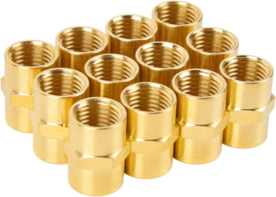 12-Pack 1/4 Inch Female Hex Couplings, 1/4'' NPT Female Brass Hex Nipple Adapter