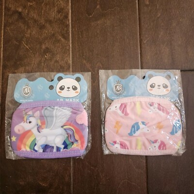 AB Kids Girl's Unicorn Design Face Mask (LOT of 2)