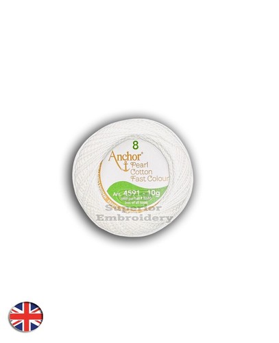 10 White Colour Anchor Pearl Cotton Embroidery Crochet Thread ball size 8, 85m - Picture 8 of 11
