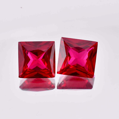 1 Pair Natural Mozambique Blood Red Ruby Princess Cut Loose Gemstone Certified