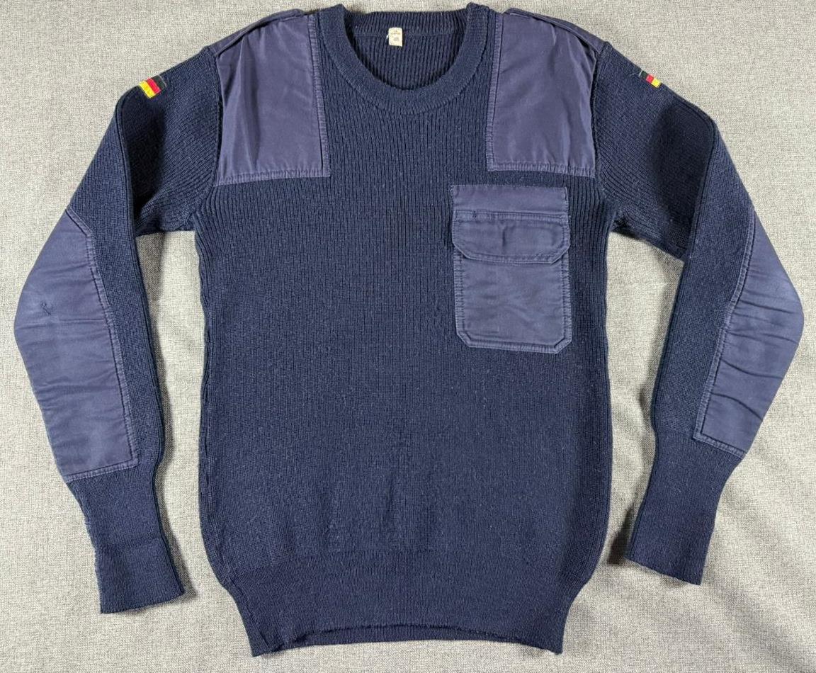German Military pullover Commando Jumper Sweater navy blue wool Crew 48 (S)