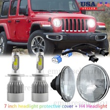 7 Inch Led Glass Headlight Round Original Classic Look Conversion Chrome Pair