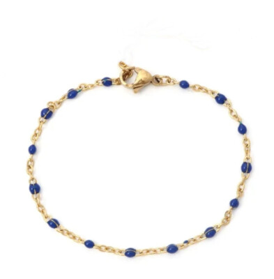 Bracelet Perles Résine Et Acier Inoxydable Argenté - Longueur 18 Cm - Neuf Avec étiquettes - Style Cœur Et Amour