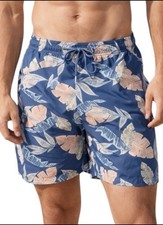 Caribbean Joe Men s Lt Blue Pink Swimsuit Palm Leaf-Print Swim Trunks Size L