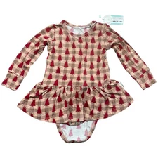 Gigi And Max Bamboo Twirl Dress One-Piece Christmas Tree Bamboo Cute 