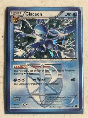 Heavily Played Glaceon - 23/116 - Cracked Ice Holo Frost Ray Theme Deck Exclusiv
