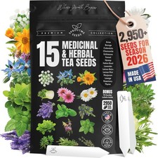 Medicinal Herb Tea Seed Kit: 15 Variety Pack, Plant Markers,
