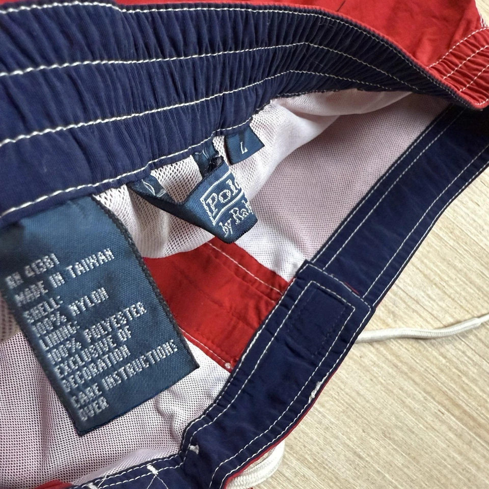 Vintage Polo Ralph Lauren Board Shorts 90s Men’s Cargo L Lined Red - Image 4 of 4