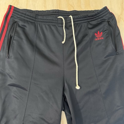 Pantaloni Adidas Track Vintage Uomo Taglia Large Nero Rosso Righe TreFoil Made USA - Foto 4 di 15