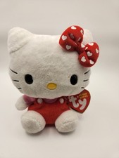 TY Beanie Baby - HELLO KITTY [Red Overalls & Heart Bow](6 inch) *NM*