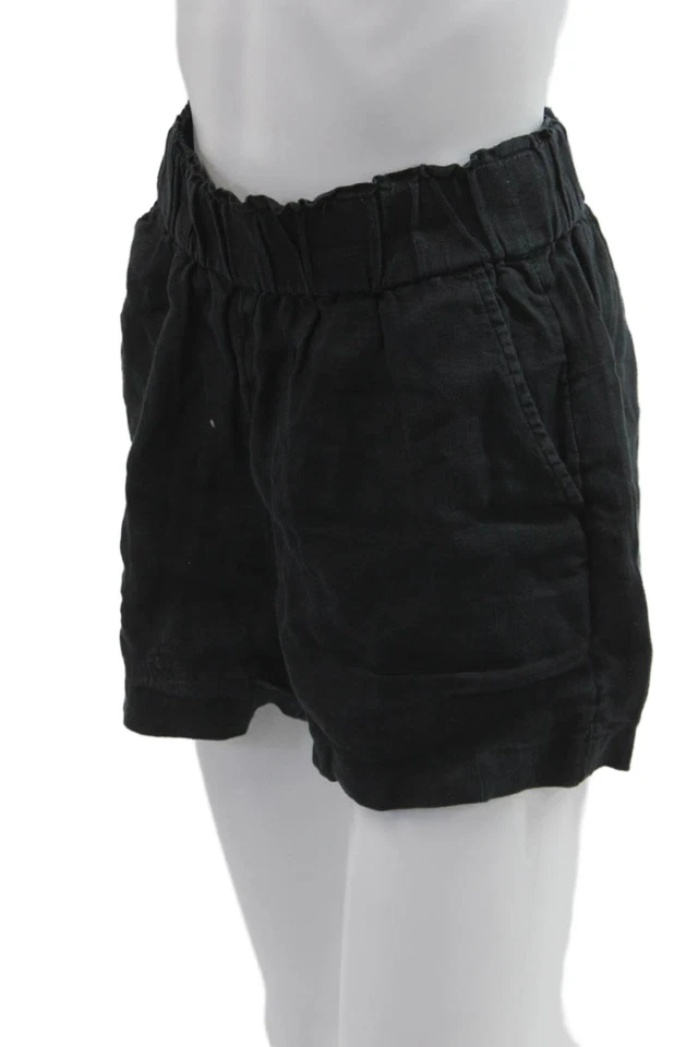 Shorts de praia unissex J Crew mistura de linho preto tamanho XS - Imagem 2 de 4
