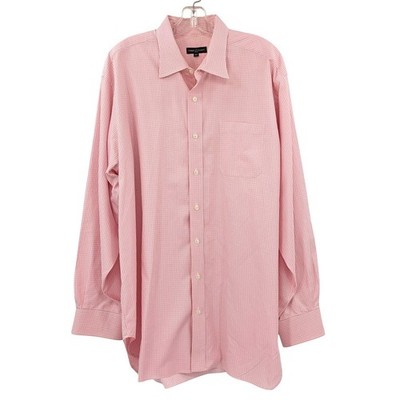 Robert Talbott Pink Gingham Dress Shirt Cotton Classic Fit 18 37