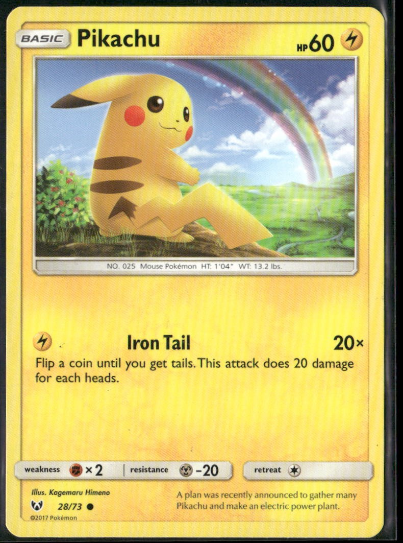 Pikachu 28/73 Common Shining Legends Pokemon Lightly Played