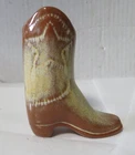 Frankoma Pottery Mini 3.75 Tan Wash Cowboy Boot w/Star Ada Clay