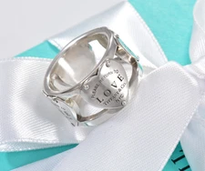 Size 5.5 Please Return Tiffany & Co Love Heart Lock Wide Band Ring in Pouch Rare