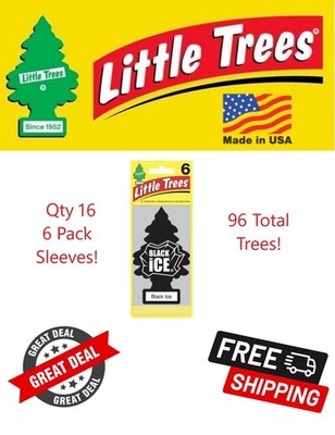 Little Trees U6P-60155 Black Ice Hanging Air Freshener for Car & Home 96 Pack!