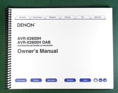 Denon AVR-X2600H Instruction Manual: Full Color 311 Pages & Protective Covers!