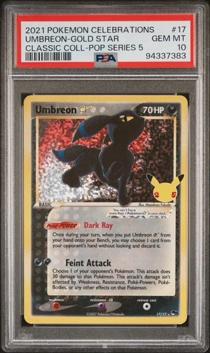 2021 POKEMON UMBREON-GOLD STAR CELEBRATIONS CLASSIC COLL-POP SERIES 5 #17 PSA 10