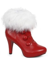 Holiday Red Ankle Costume Boots with Faux Fur - US Women's Sizes