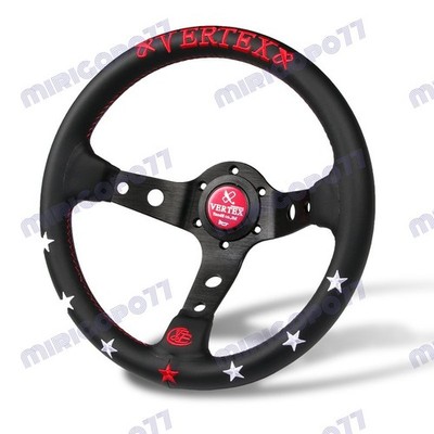 Red Stitch 7STARS 330mm Vertex Leather Deep Dish Steering Wheel For OMP MOMO Rac