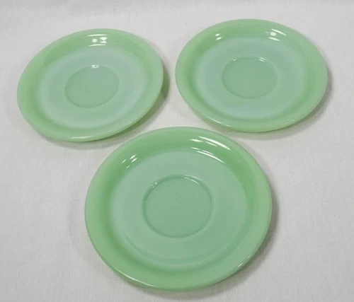 Anchor Hocking - Fire King - Jadeite - Restaurant Ware - Saucers - Set of 3