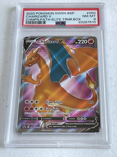 NM-MT Charizard V! PSA 8! 2020 Pokémon SWSH BSP Champions Path Elite Trainer 050