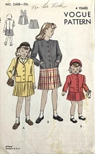 Vogue Vintage Pattern 2408 Little Girl Jacket Skirt Size 4 Years Uncut