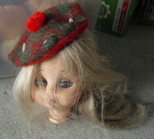 Vintage 1979 Playmates Plastic Blonde Girl with Sleepy Eyes Head 3 1/2" Tall