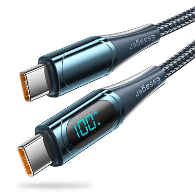 Essager 6.6ft 5A 100 Watt Display PD QC4.0 USB C to C Super Fast Charging Cable