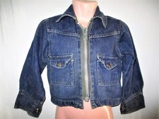 Vtg 50s Denim Zip Up Jean Jacket S Blue Selvedge Little Fellow Boys