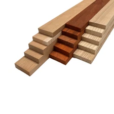Pack of 15, Variety Species Thin Dimensional Lumber Boards (Padauk, Cherry, Ash)