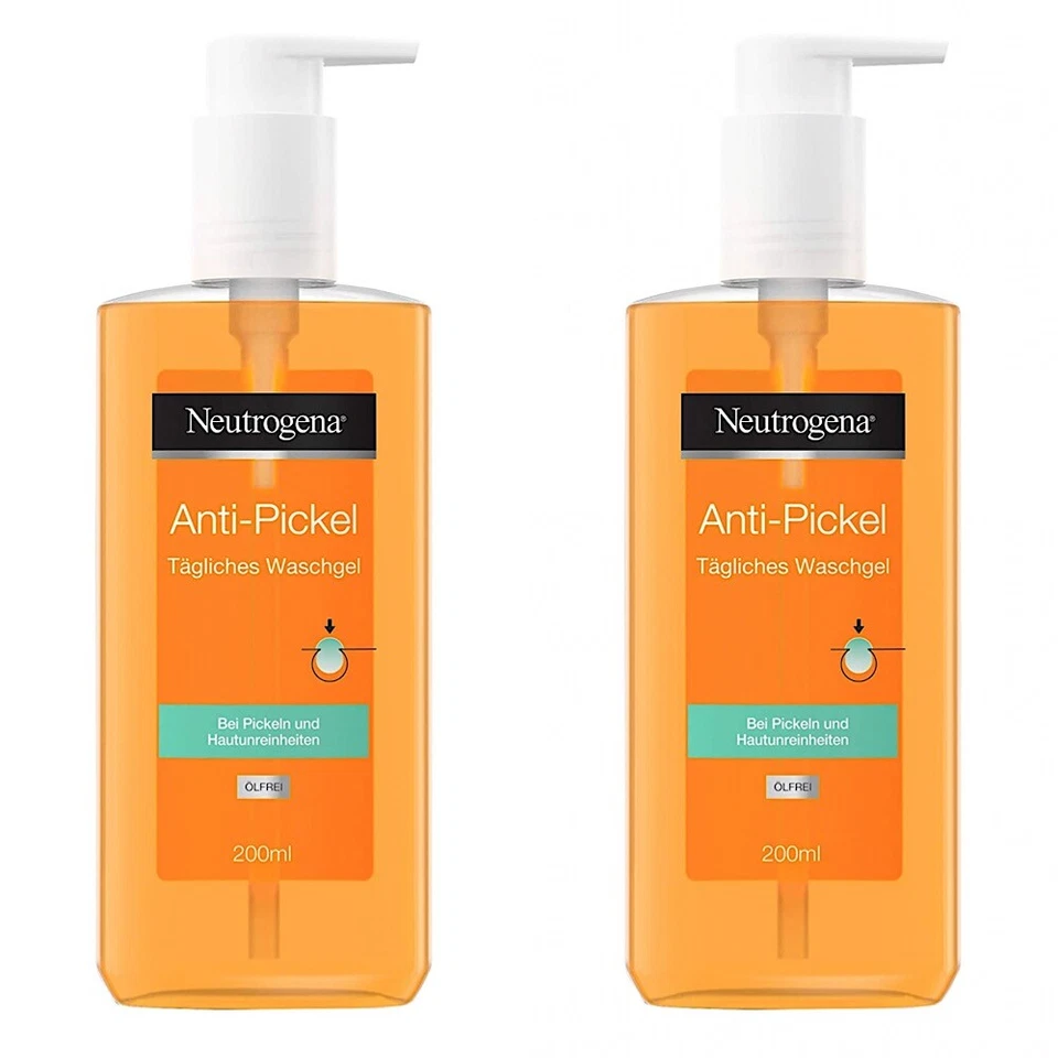 ✅ Neutrogena Anti-Pickel Tägliches Waschgel, Salicylsäure gegen Pickel 2x 200ml✅