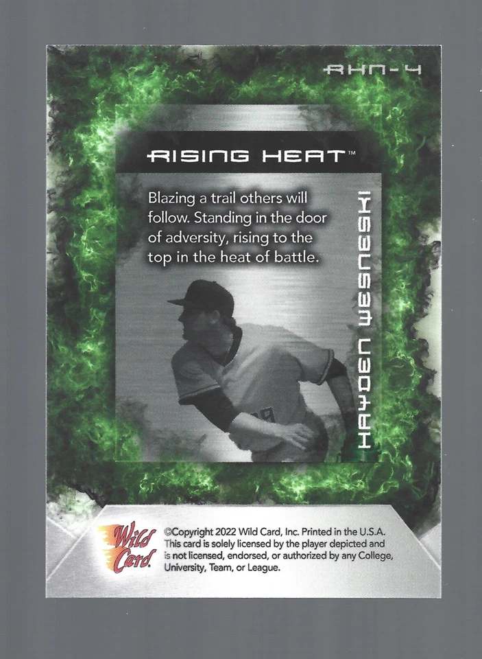 /3 SP 2022 Wild Card Matte Exclusive Rising Heat RHN-4 Hayden Wesneski Baseball - Image 2 of 2