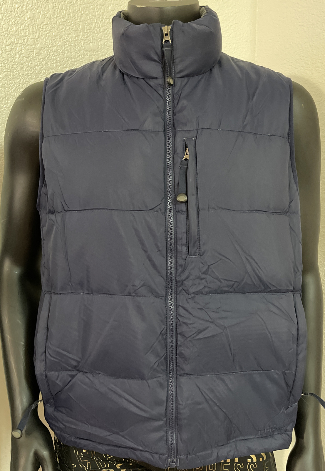 LL Bean Goose Down Navy Blue Zip Up 