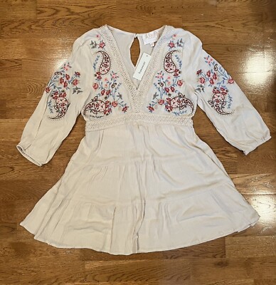 Francesca s Audrey Parks Floral Embroidered Dress Size Small NWT