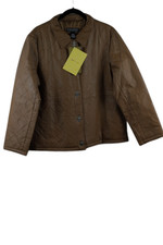 Dialogue Brown Women's Shell 100% Leather Quilted Turn Lock Clasp Jacket Large
