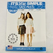 McCall's Girls Skirt & Headband Cat Ears Pattern L9563 Its Sew Simple Size 8-16