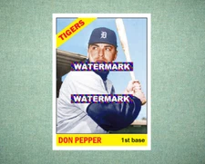 Don Pepper Detroit Tigers 1966 Style Custom Baseball Art Card