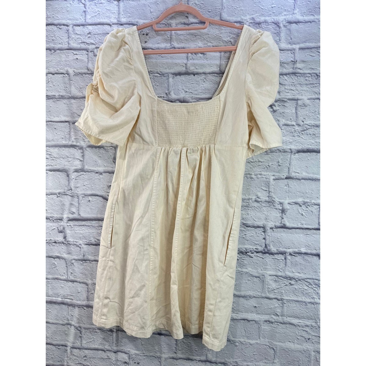 free people cheyenne denim mini dress FREE PEOPLE Cheyenne Denim Mini Dress Ivory XS NWT