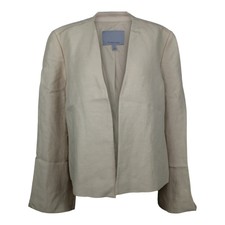 Classiques Entier Blazer Sz Xl Beige Seam Open Jacket Linen Blend Nwt $329
