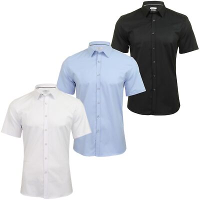 Xact Herren Kurzarm-Popeline-Stretch Hemd - schlanke Passform