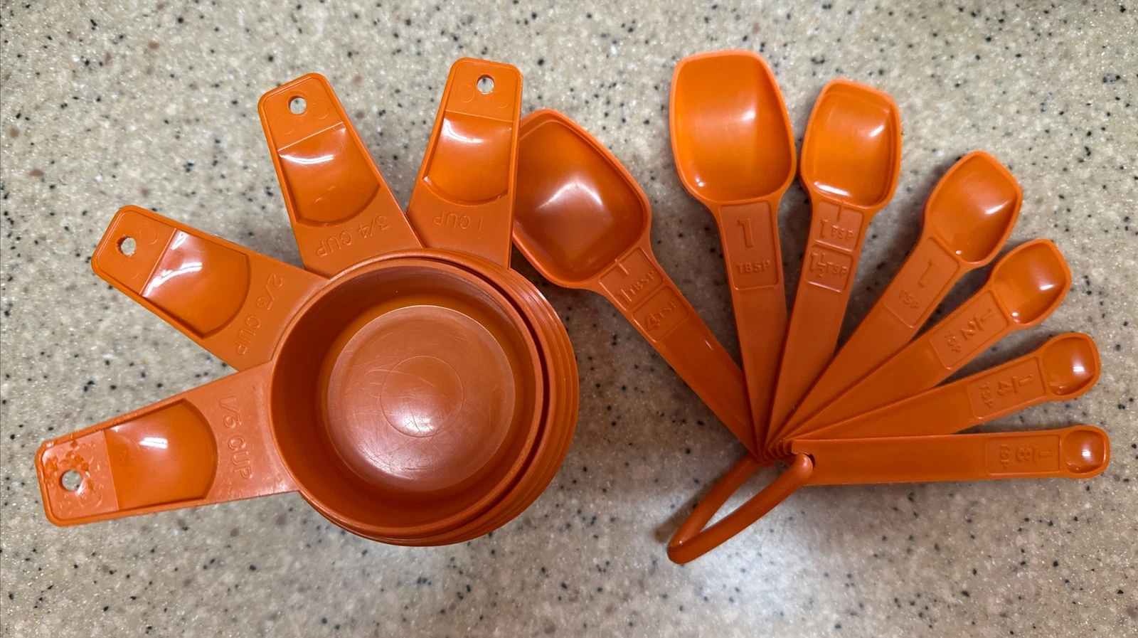 Vintage 70's Tupperware Measuring Cups~Spoons~Orange