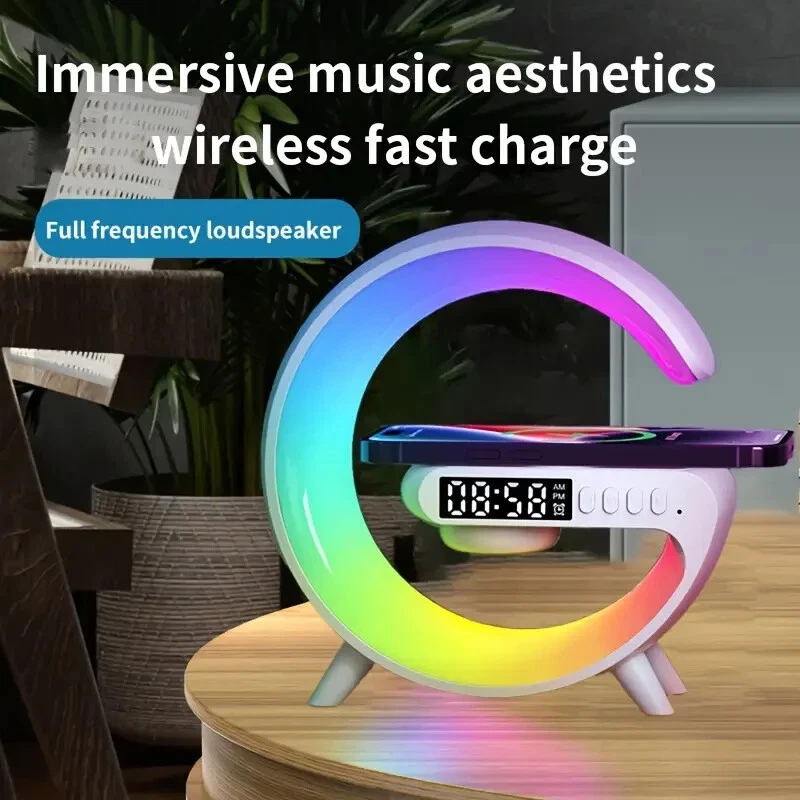 Smart Wireless Fast Charger, Speaker & Night Light – 3-in-1 Alarm Clock RGB - Image 3 of 4