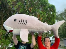 VERY RARE JUMBO Shark 55" Long Giant Large SUPER SOFT Plush Stuffed Animal Toy