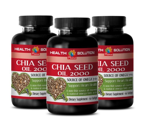 Balanced wellness - CHIA SEED OIL - omega benefits 3 Bottles 180 Capsules