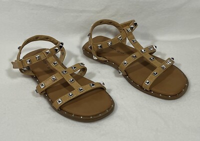 MADDEN GIRL - Size 13 Light Brown Studded Faux Leather Sandals