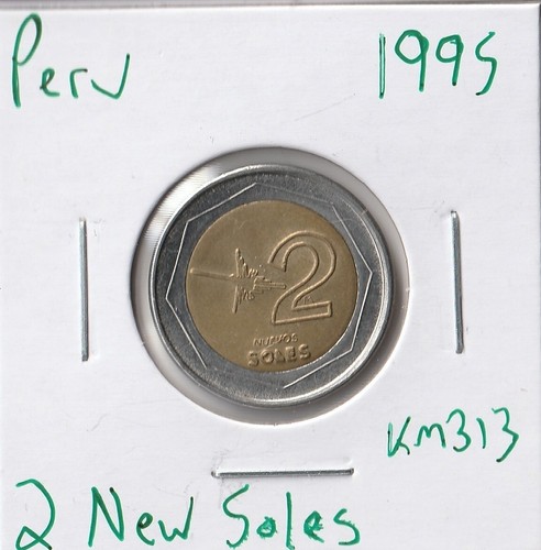 Münze Peru 2 neue Sohlen 1995 KM313, Bimetall