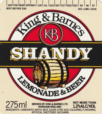 BIERFLASCHENETIKETT - KING & BARNES BRAUEREI - SHANDY (B)