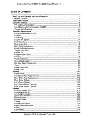 SUZUKI UL250 サービスマニュアル Suzuki 2012 RM-Z 250 Service Manual