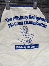 Rare Vintage Pillsbury Doughboy Pie Crust Championship White & Blue Apron STAIN